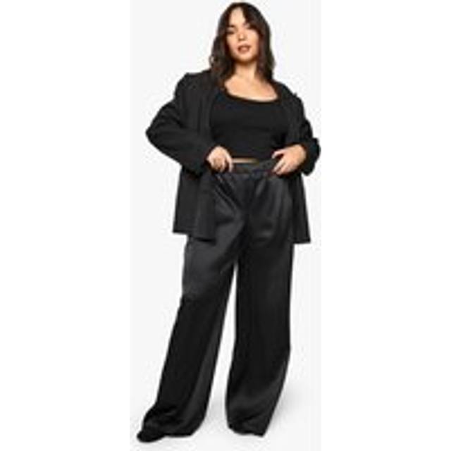 Womens Plus Satin Wide Leg Trouser - Black - 18, Black