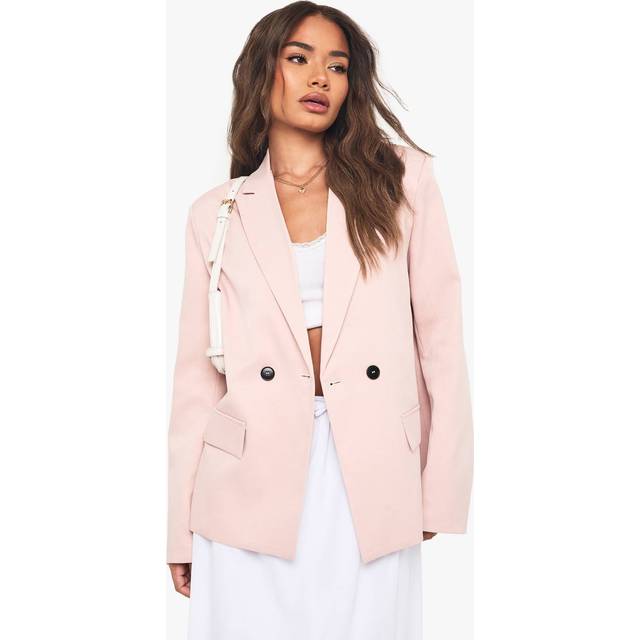 Womens Pocket Detail Oversized Blazer - Pink - 6, Pink