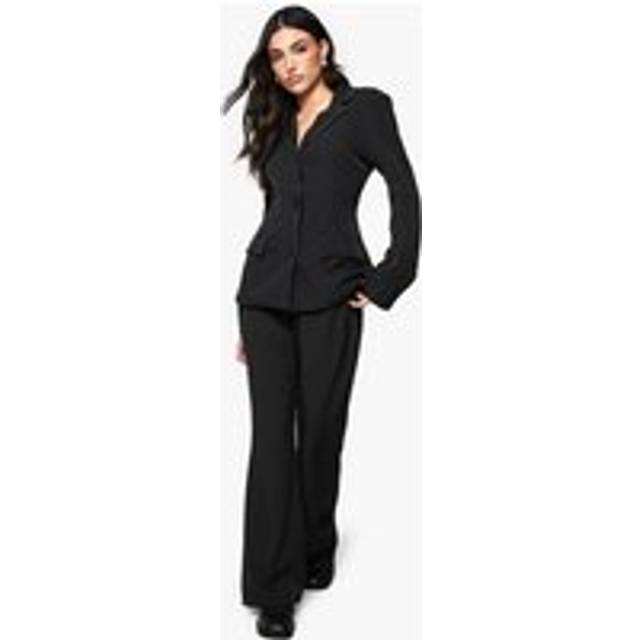 Womens Pinstripe Slim Flare Tailored Trouser - Black - 14