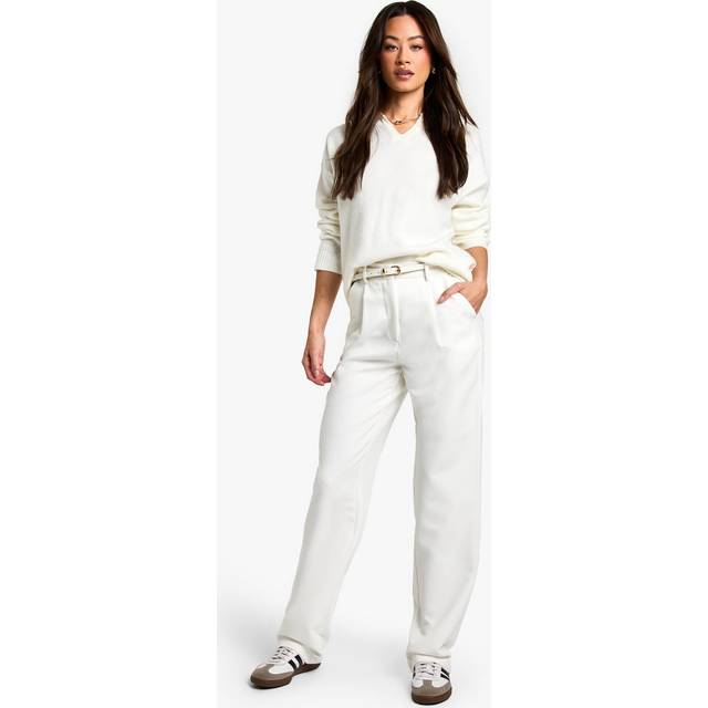Womens Tall Essential Straight Leg Trouser - White - 12, White