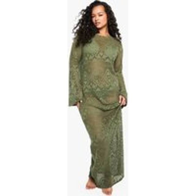 Womens Plus Flared Sleeve Maxi Beach Dress - Green - 16, Green
