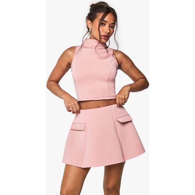 Womens Scuba Pocket Detail A Line Skirt - Pink - 6, Pink