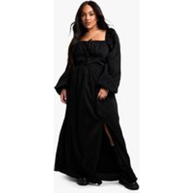 Womens Plus Balloon Sleeve Milkmaid Maxi Dress - Black - 18