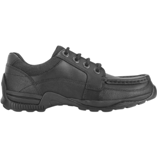 Start-rite Dylan Leather Lace Up Boys Durable Rhino School Shoes - Black, Black Leather, Size 6.5 Older