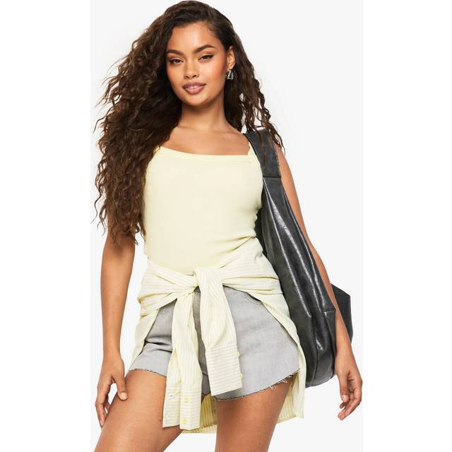 Womens Boohoo Basics Thick Binding Rib Vest Top - Yellow - 14