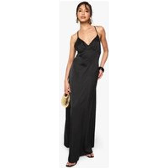Womens Satin Strappy Cross Over Slip Dress - Black - 16, Black
