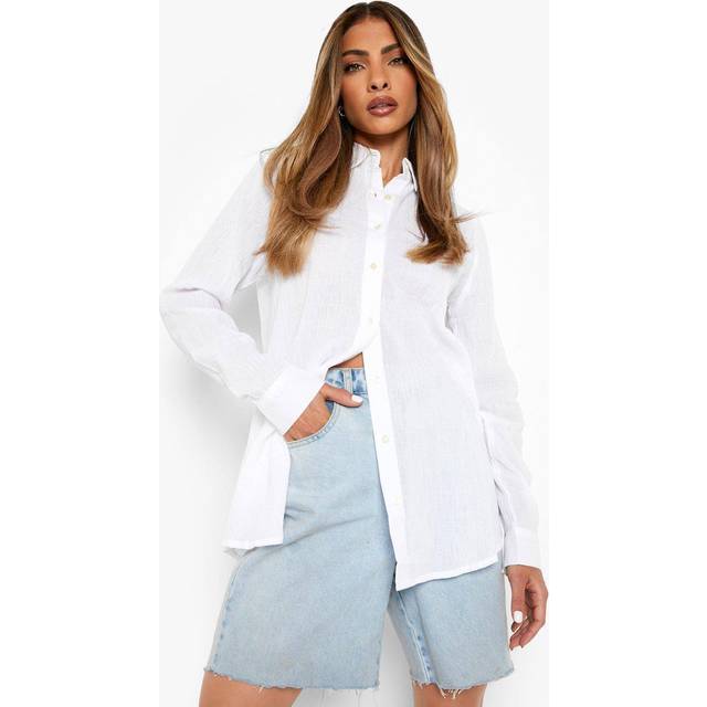 Womens Cheesecloth Oversized Shirt - White - 6