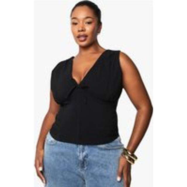 Womens Plus Tie Detail Corset Top - Black - 18, Black