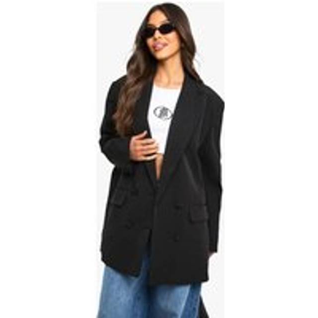 Womens Woven Tailored Oversized Blazer - Black - 8