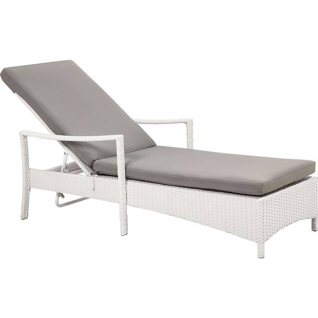 Sun Lounger with Cushion VASTO Reclining PE Rattan White