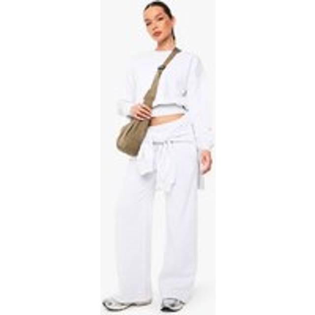 Womens Pintuck Detail Deep Waistband Wide Leg Jogger - Grey - XL