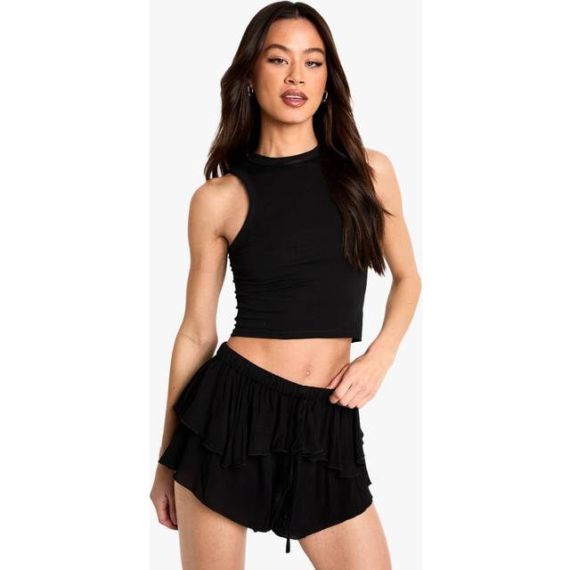 Womens Tall Layered Flippy Short - Black - 8, Black