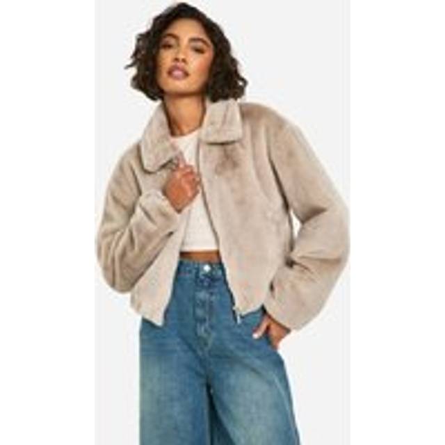 Womens Tall Short Faux Fur Jacket - Pink - 16, Pink