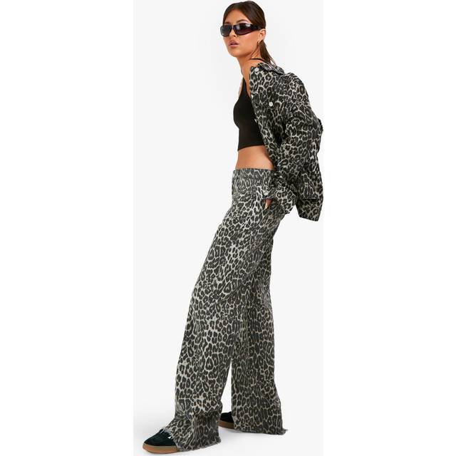 Womens Leopard Straight Leg Jeans - Multi - 14