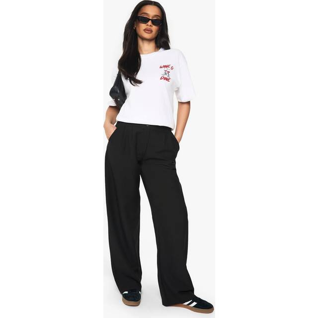 Womens Woven Palazzo Trousers - Black - 10