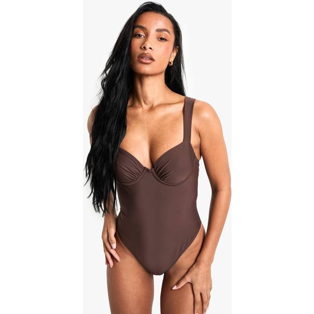 Womens Petite Swimwear Essentials Balcony Swimsuit - Brown - 16, Brown