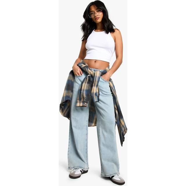Womens The Petite High Waist Loose Straight Jean - Bleached Blue - 10/28L