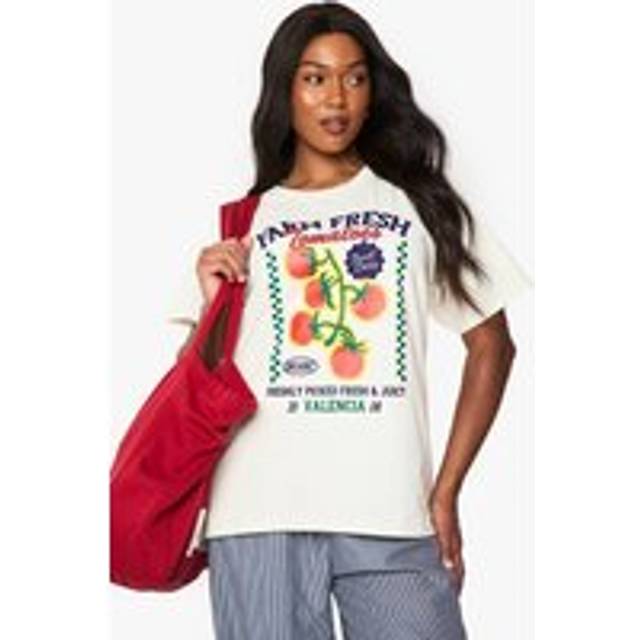 Womens Plus Farm Fresh Oversized T-Shirt - Cream - 20, Cream