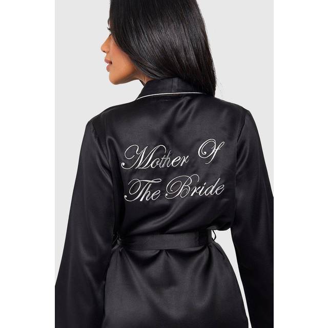 Womens Bridal 'Mother Of The Bride' Satin Embroidered dressing gown - Black - 8