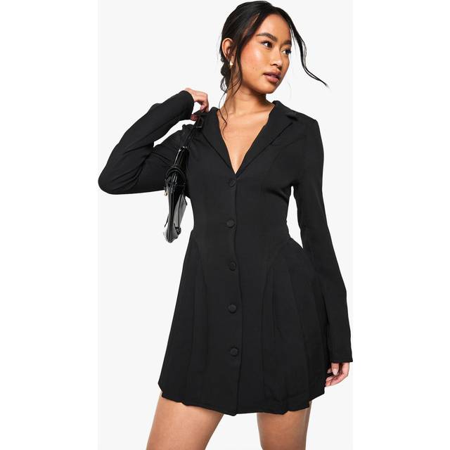 Womens Volume Frill Blazer Dress - Black - 16