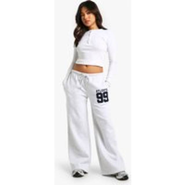 Womens Petite Applique Wide Leg Jogger - Grey - L, Grey