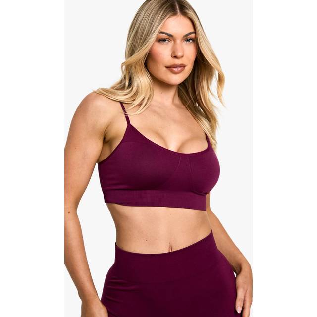 Womens Premium Sculpt Seamless Ribbed Detail Light Support Sports Bra - Purple - S, Purple