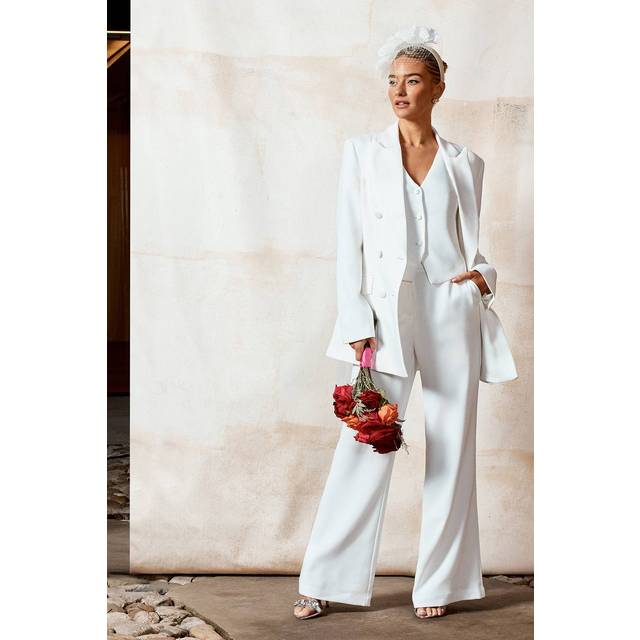 Premium Flare Bridal Trousers - Ivory - 10