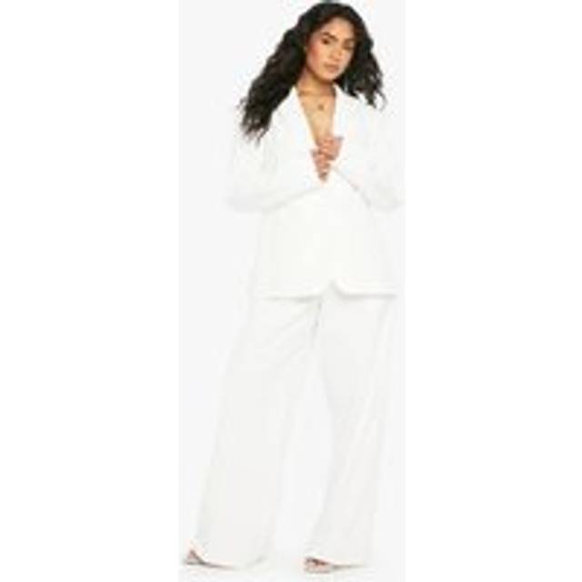 Womens Tailored Woven Occasion Pleated Straight Leg Trousers - White - 12, White