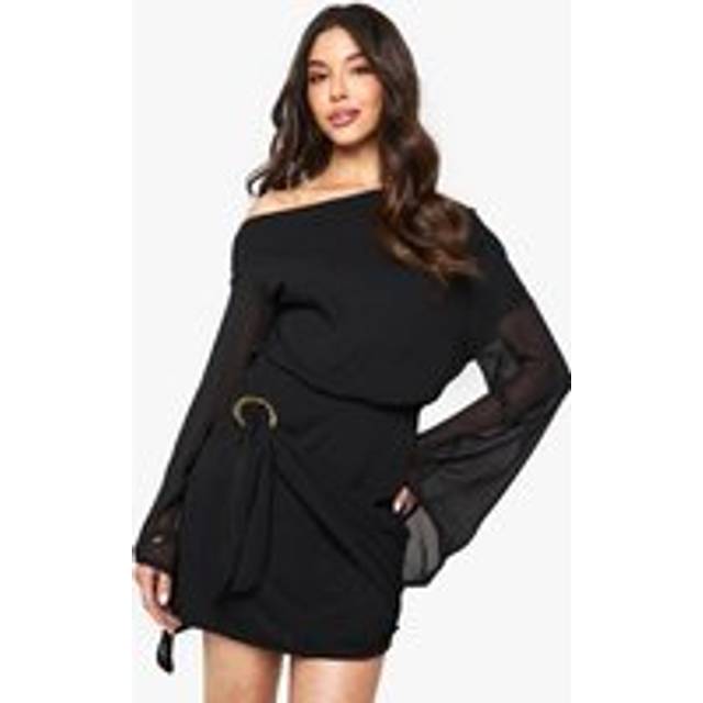 Womens Trim Belt Wrap Mini Dress - Black - 18, Black