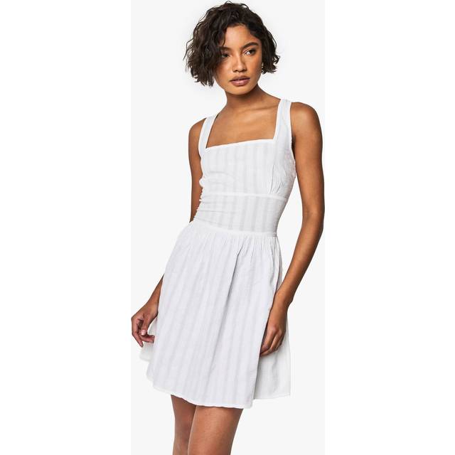 Womens Tall Stripe Seersucker Mini Dress - White - 8, White