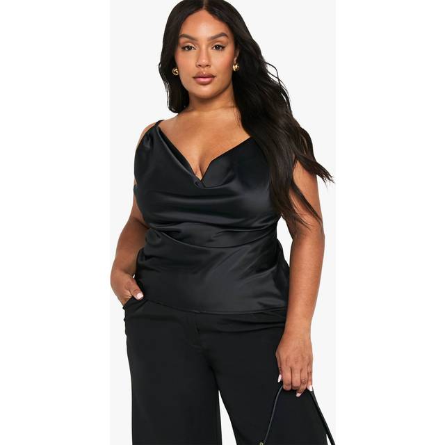 Womens Plus Cowl Neck Cami Top - Black - 16, Black