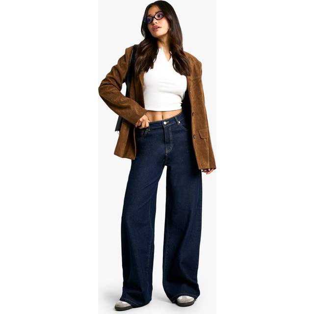 Womens Tall Basic Super Wide Leg Jean - Blue - 10/34L