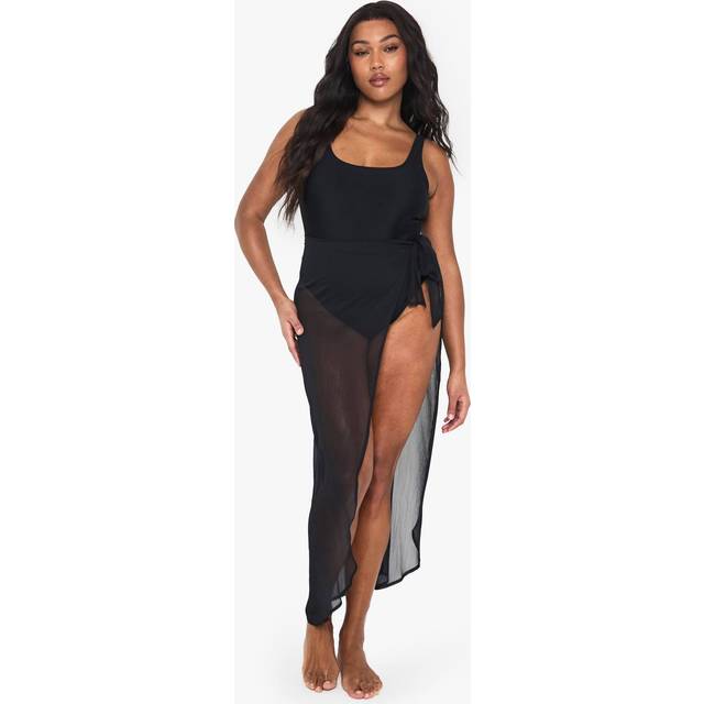 Womens Plus Beachwear Essentials Sarong - Black - 16