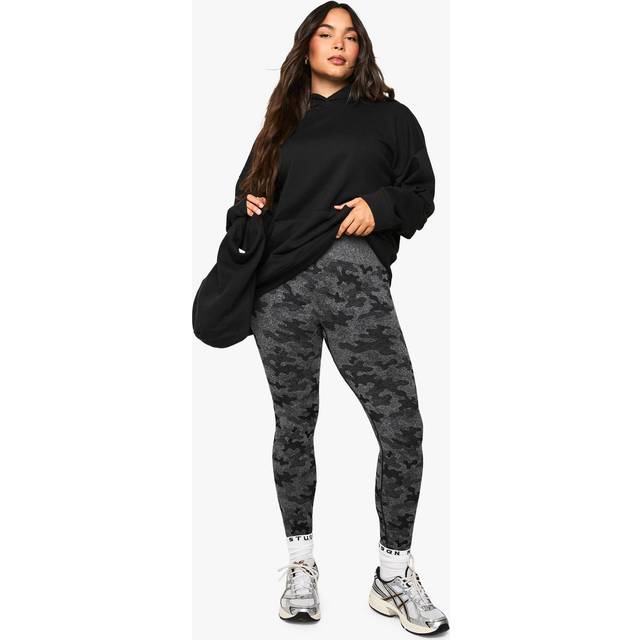 Womens Plus Active Camo Seamless Gym Leggings - Black - Xl, Black