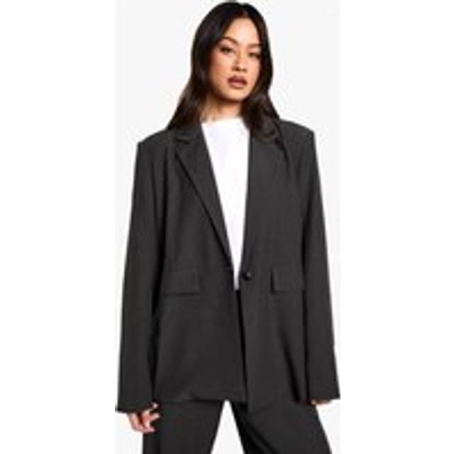 Womens Petite Tailored Oversized Blazer - Grey - 18