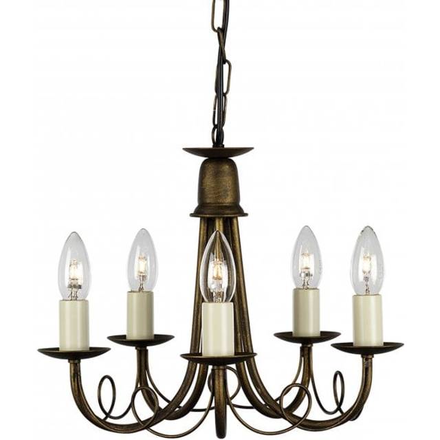 Elstead MN5 BLK/GOLD Minster Five Light Chandelier Black/gold