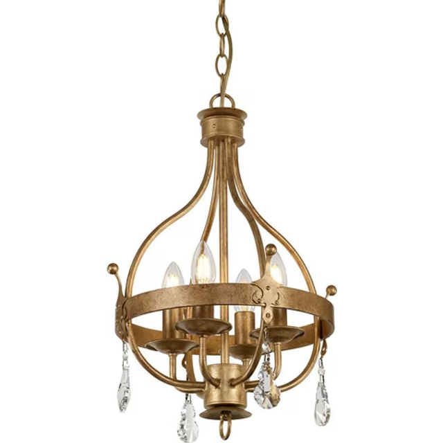 Elstead Windsor - 4 Light Cage Pendant - Gold Patina, E14