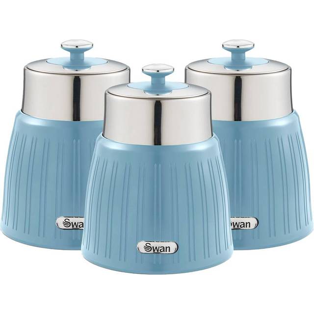Swan Retro Circle Set of 3 Canisters Blue