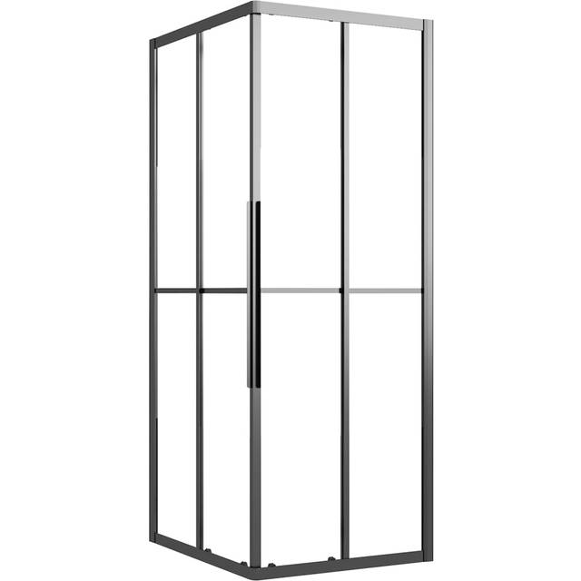 vidaXL Shower Cabin Half Frosted ESG 90x70x180 cm Black
