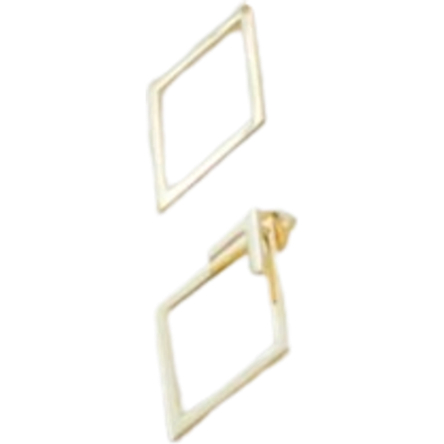 SHEIN 1pair Minimalist Geometric Hollow Diamond-Shaped Front And Rear Earrings, Earrings Designed For Two Ways Of Wearing, Unique Diamond-Shaped Ear Jacket