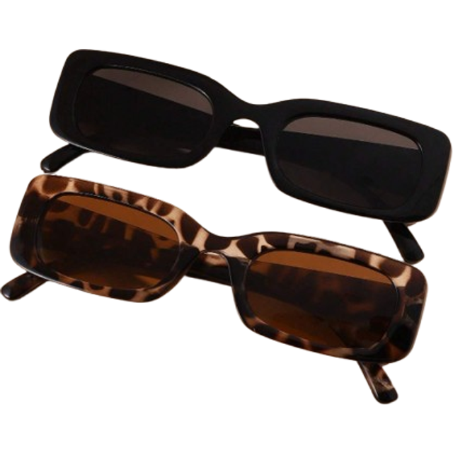 SHEIN 2pcs Y2K Square Cute Vintage Beach Fashion Eyeglasses For Men & Women For Summer Beach Vacation,Outdoor,Travel