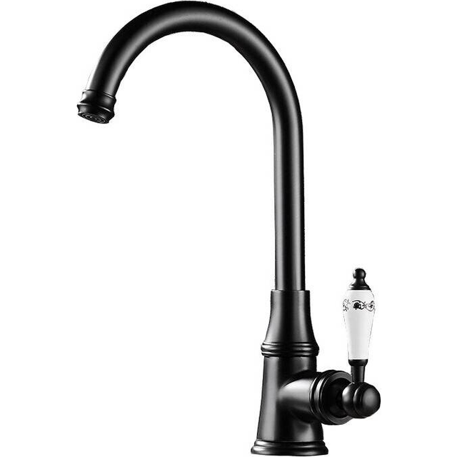 Pepte - Retro Black Kitchen Mixer Tap Single Handle Swivel Monobloc