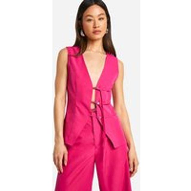 Womens Tall Wrap Tie Waistcoat - Pink - 12