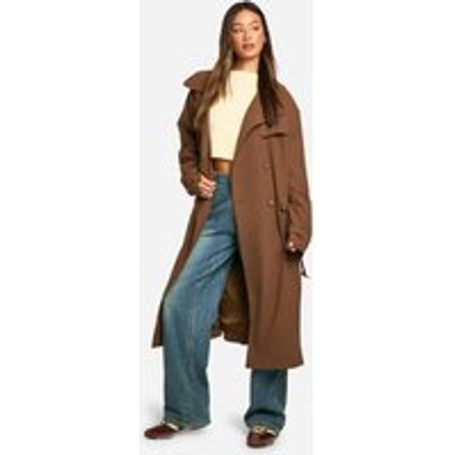Womens Tall Belted Trench Coat - Brown - 16, Brown