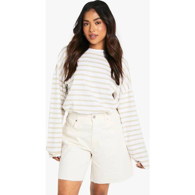 Womens Petite Bermuda Denim Short - Cream - 10, Cream
