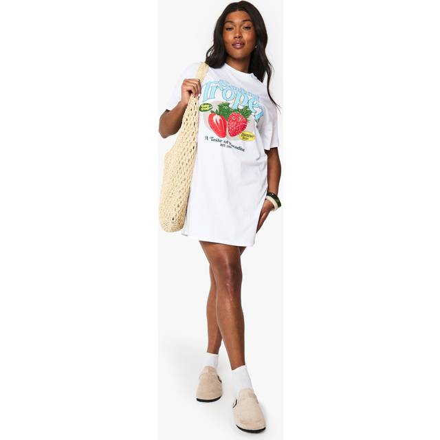Womens PLUS SAINT TROPEZ OVERSIZED T-SHIRT DRESS - White - 16