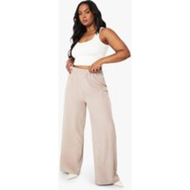 Womens Plus Elasticated Waist Wide Leg Trouser - Brown - 20, Brown