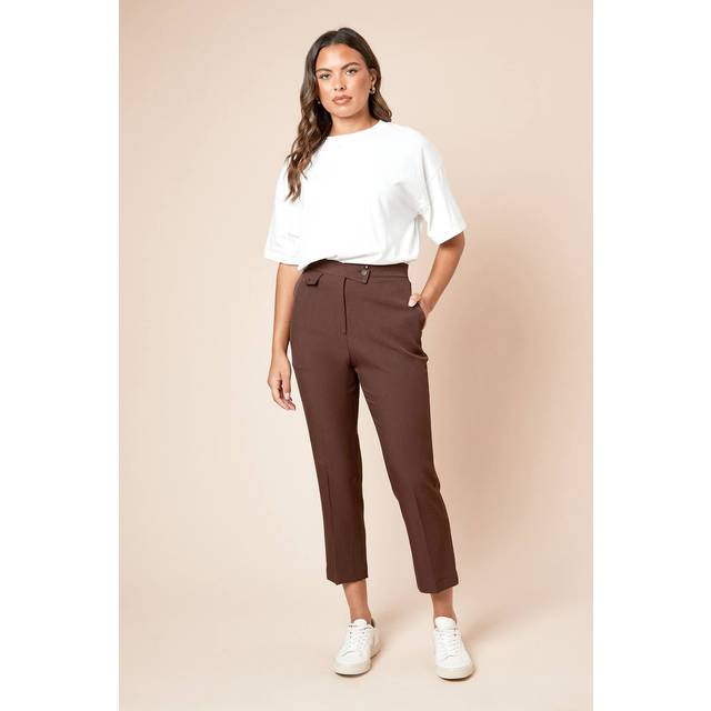 Dorothy Perkins Tab Detail Capri Trouser In Chocolate - chocolate - 12