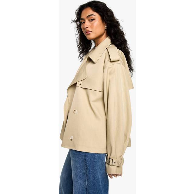 Womens Short Belted Trench Coat - Beige - 10, Beige
