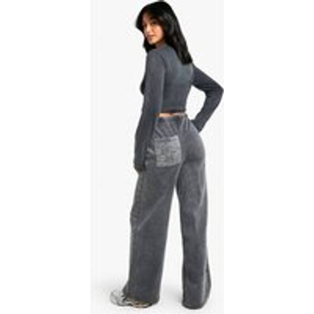 Womens Petite Wide Leg Jogger - Grey - S, Grey